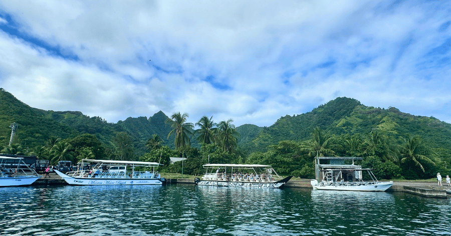 Boats at the port in Moorea