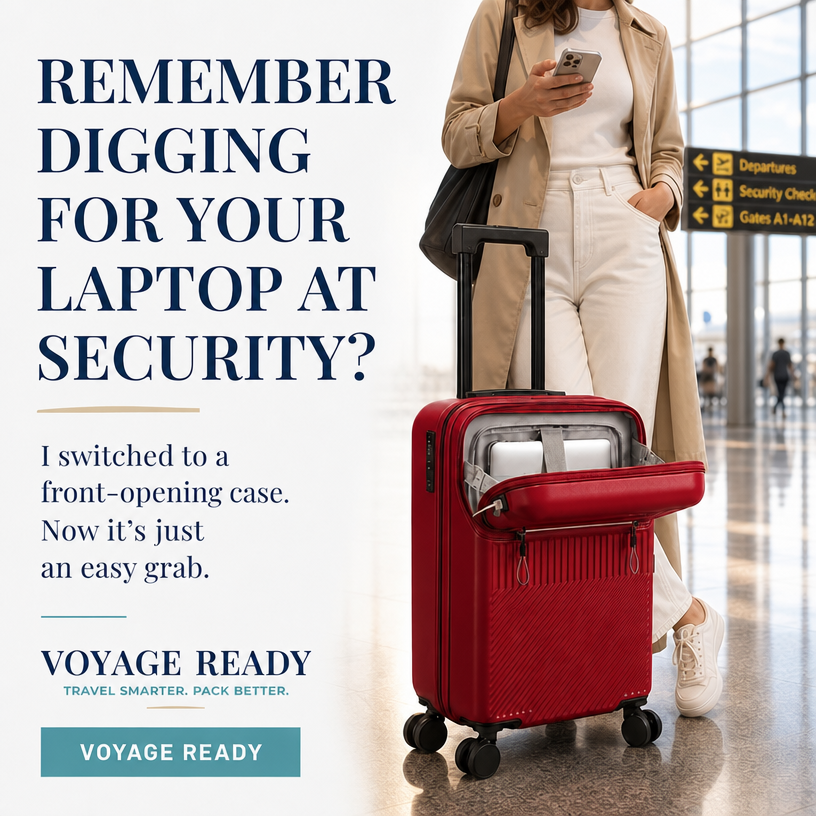 Voyage Ready Front Opening Carry-On Suitcase with USB Charging Port