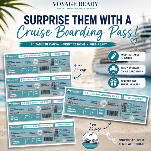 Voyage Ready Editable Cruise Boarding Pass – Canva Template