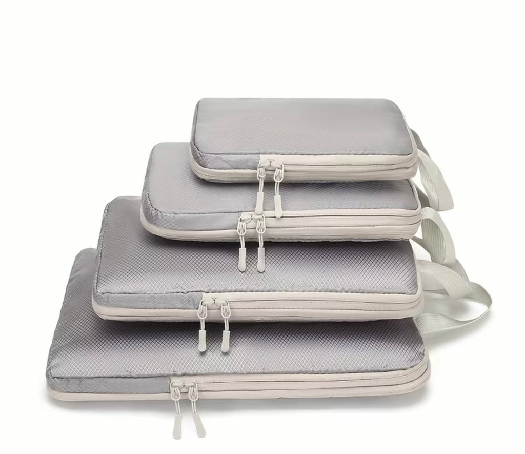 Voyage Ready Ultra Compression Packing Cubes – 4 Piece Set (Grey)