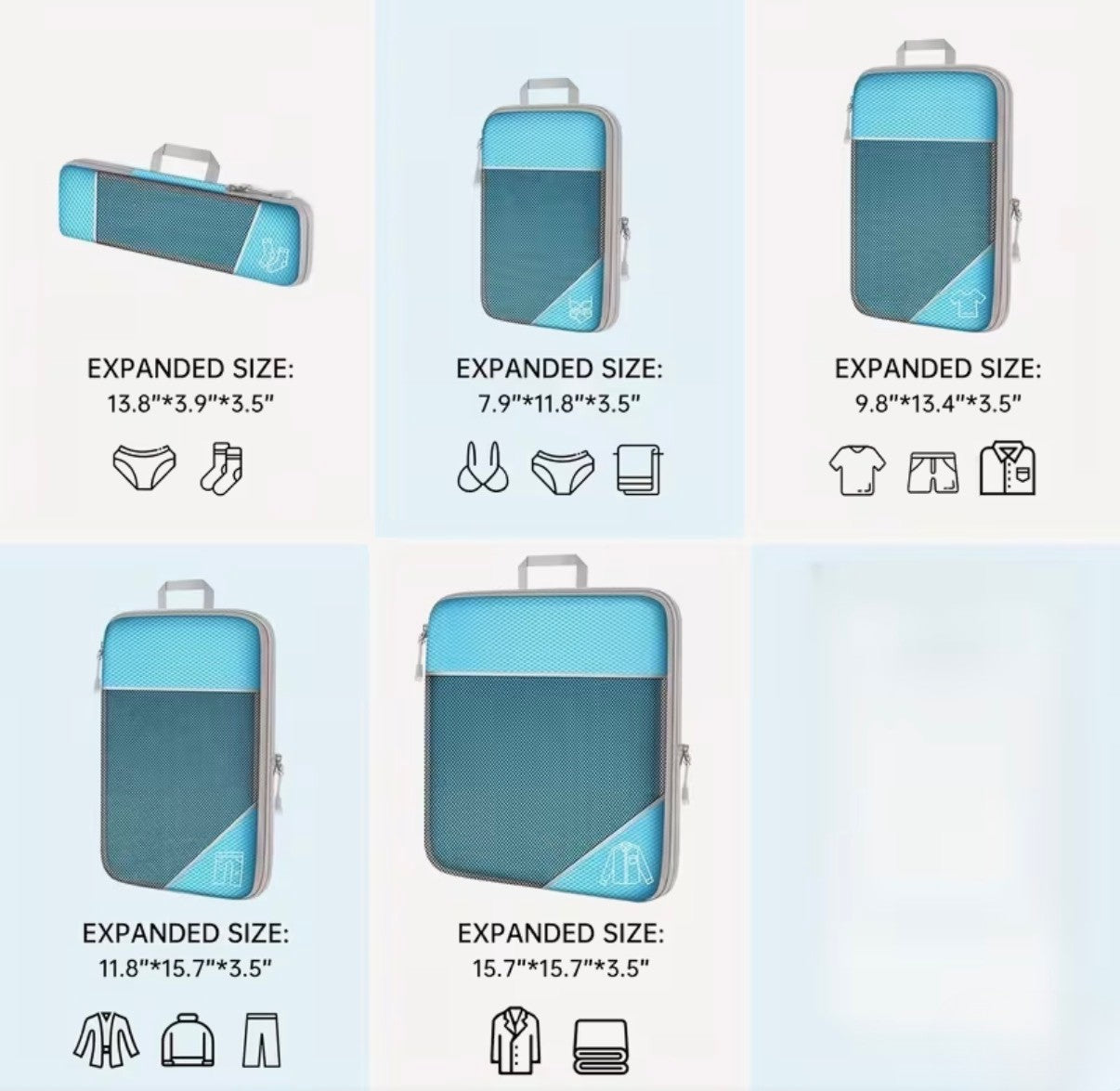 Voyage Ready 6 Piece Travel Organiser Set (Blue)