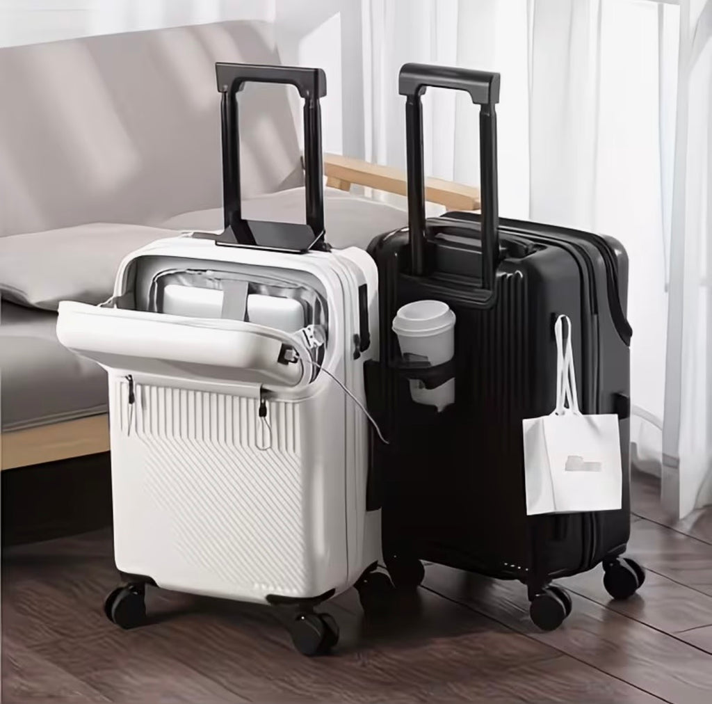 Voyage Ready Front-Access Carry-On Suitcase – 20" Cabin Size (Black or White)