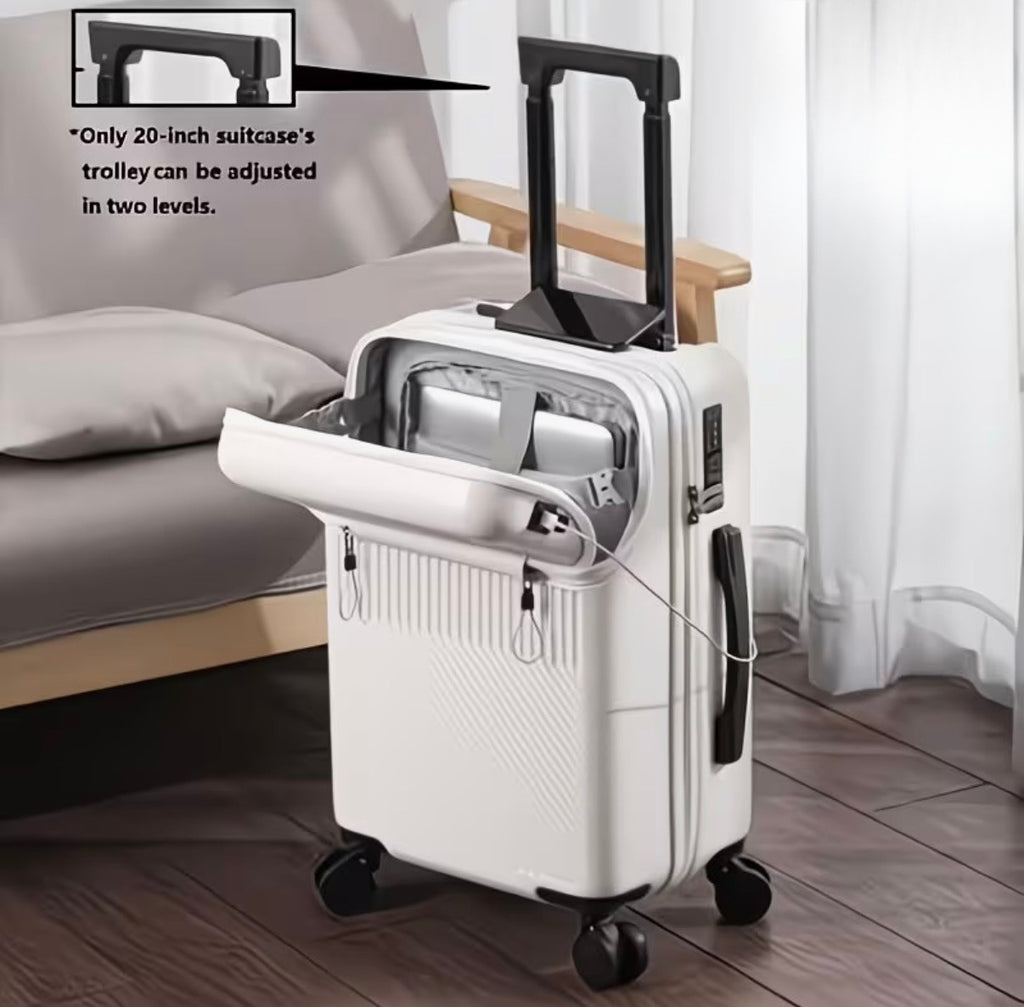 Voyage Ready Front-Access Carry-On Suitcase – 20" Cabin Size (Black or White)