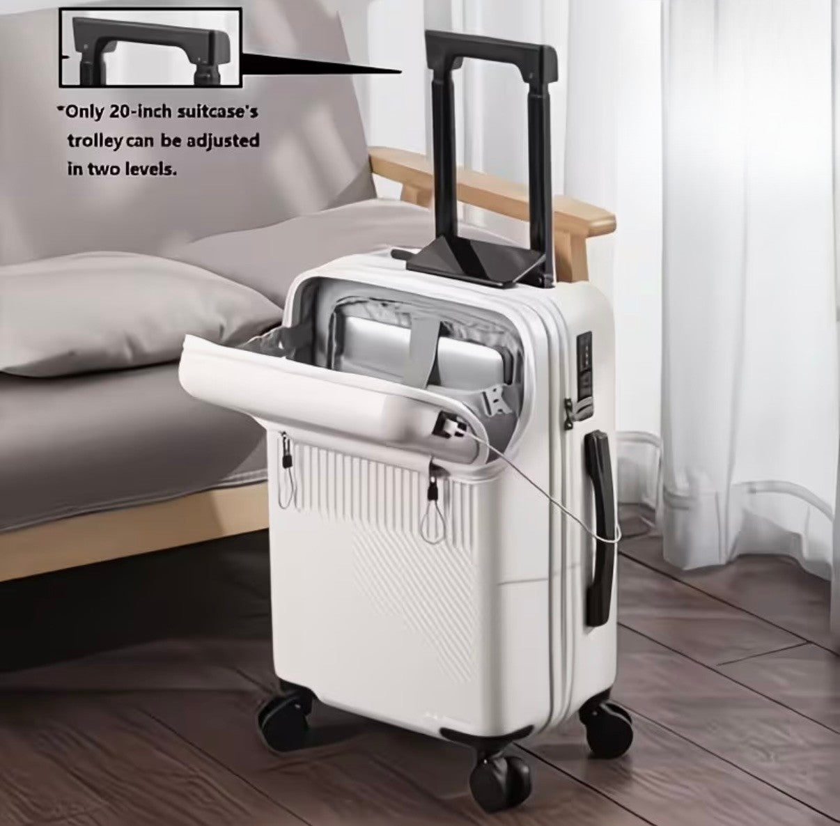 Voyage Ready Front-Access Carry-On Suitcase – 20" Cabin Size (Black or White)