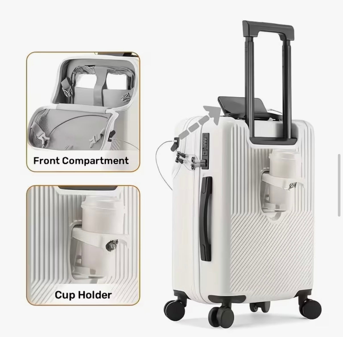 Voyage Ready Front-Access Carry-On Suitcase – 20" Cabin Size (Black or White)