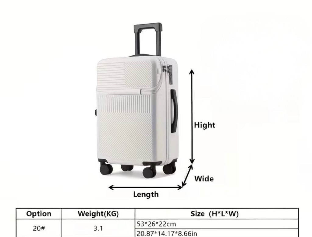 Voyage Ready Front-Access Carry-On Suitcase – 20" Cabin Size (Black or White)
